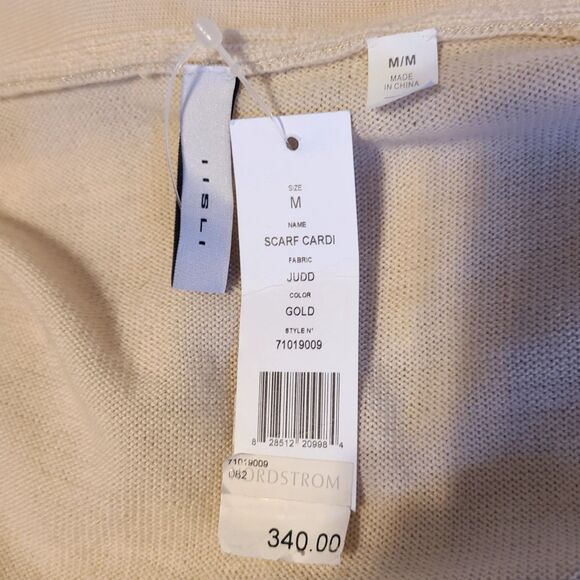 IISLI x Nordstrom NWT $340 Cream & Gold Wool Cardigan & Scarf Set, Size M (6-8) - Picture 7 of 10